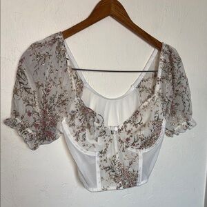 Floral Sheer Puff Sleeve Top
